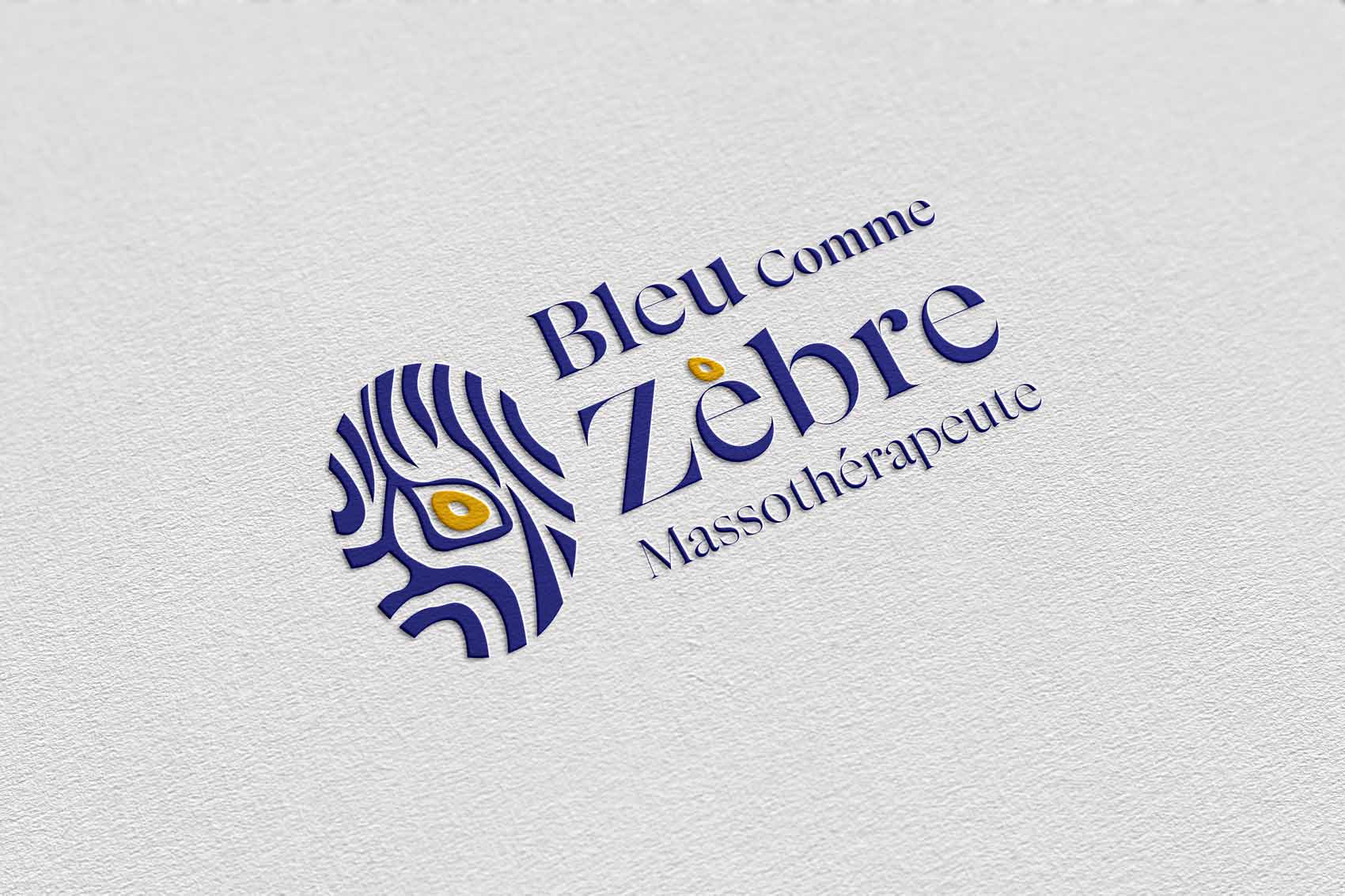 Mockup de présentation du logotype Bleu Comme Zèbre