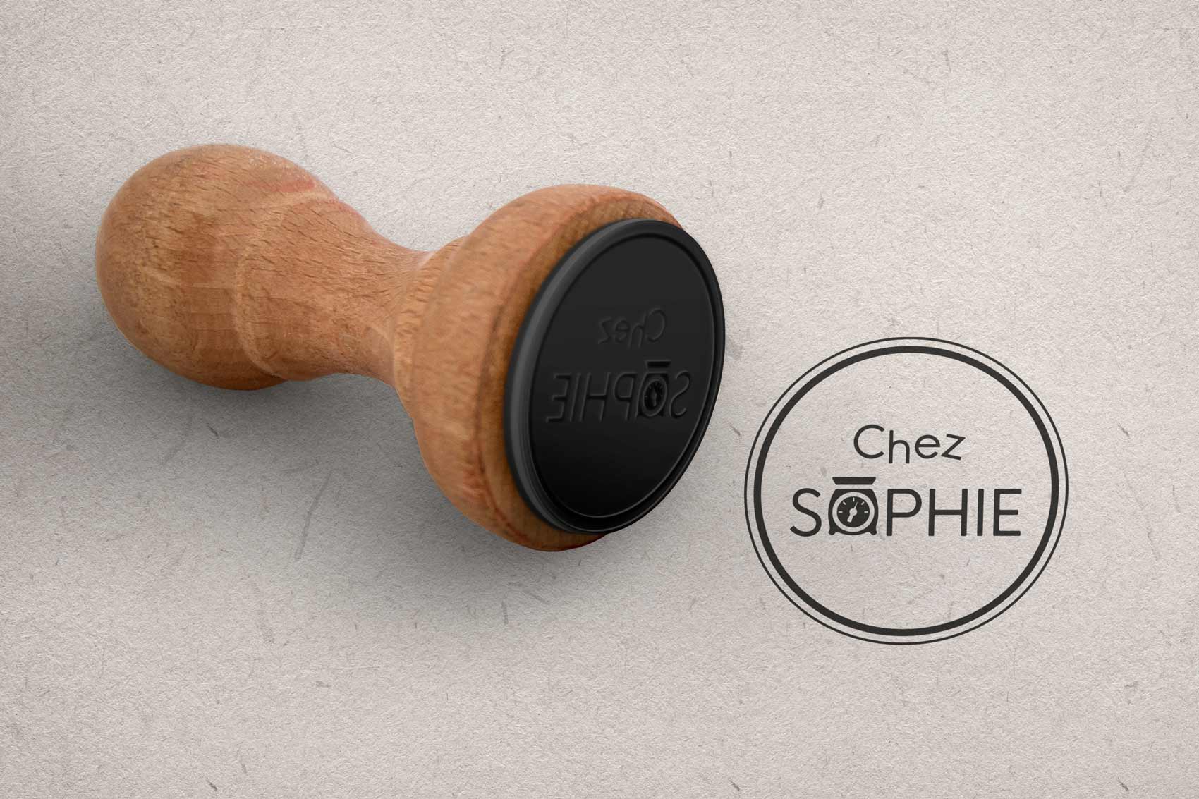 Mock-up tampon logotype Chez Sophie